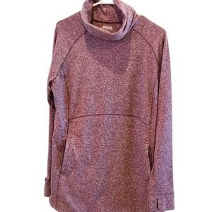 Duluth Trading Women's L Plushcious Funnelneck Tunic Thumbholes Kangaroo Pocket